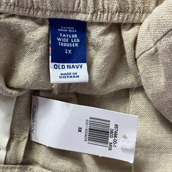New Old Navy Linen Blend High-Waisted Wide-Leg Taylor Pants Women's Size 3X - Picture 3 of 9